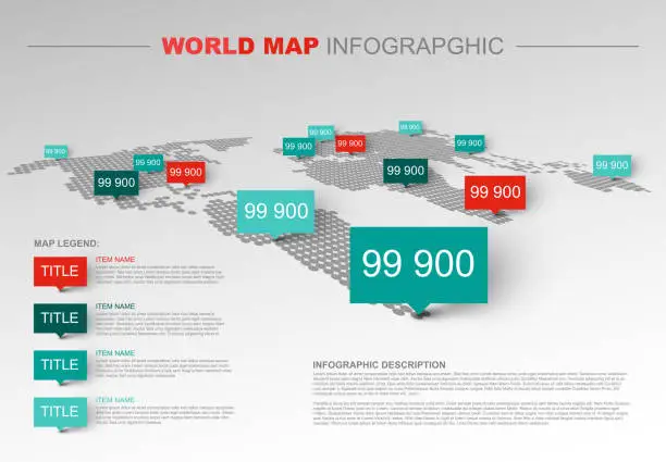 Vector illustration of Light World map infographic template