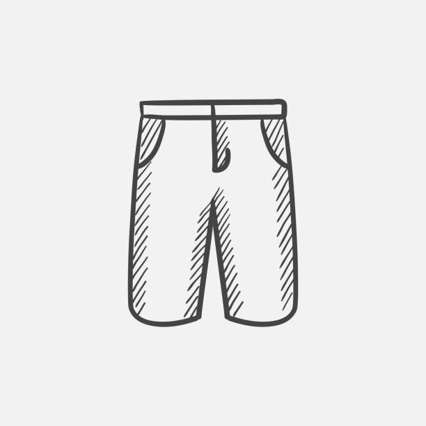 illustrazioni stock, clip art, cartoni animati e icone di tendenza di icona di schizzo pantaloncini maschili - shorts swimming shorts swimwear men