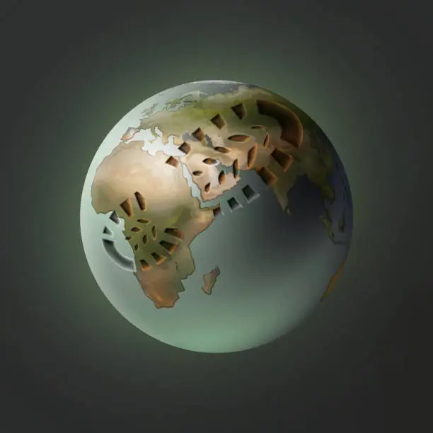Vector illustration of Planet with footprint