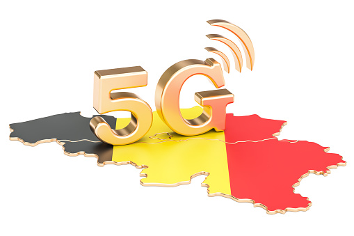 5G in Belgium concept, 3D rendering isolated on white background