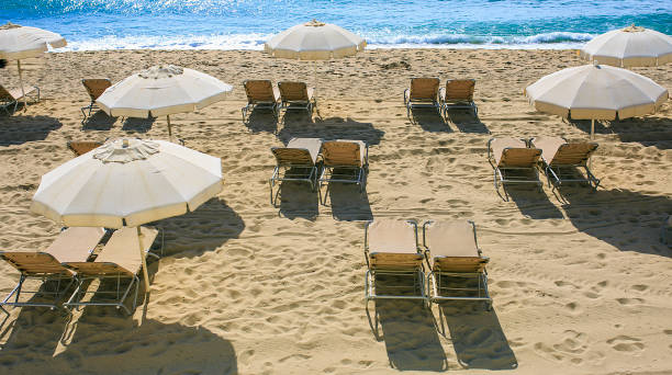 istock Group of umbrellas on the beaches 834840972
