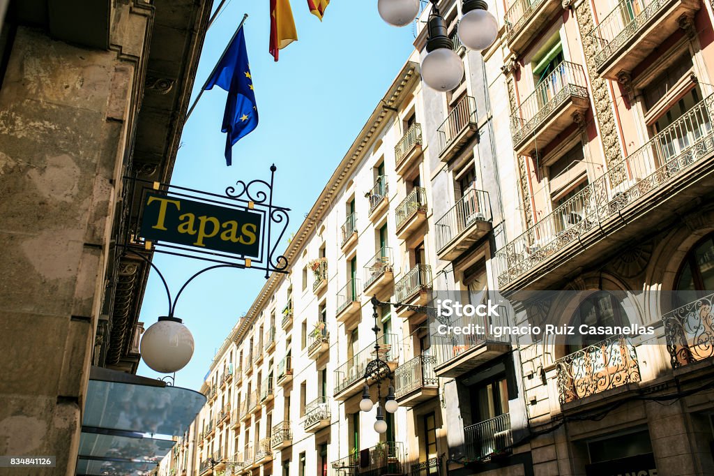 Bar of tapas sited in Barcelona Tapas Stock Photo