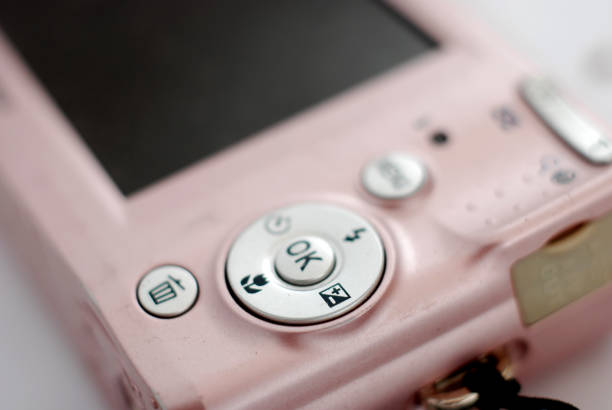 Closeup view of point and shoot digital camera,image of a