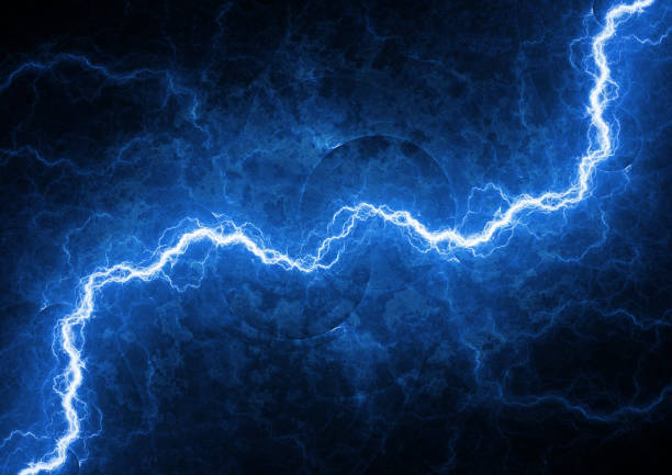 Blue lightning, abstract electrical background stock photo