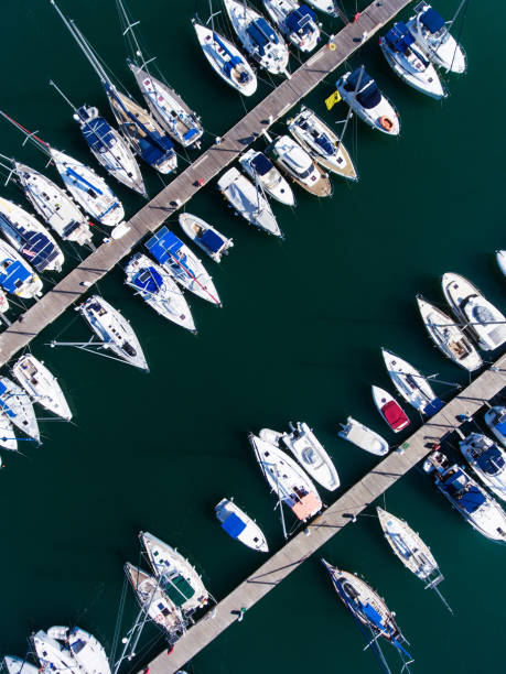istock Yachts marina aerial view by drone 834867576
