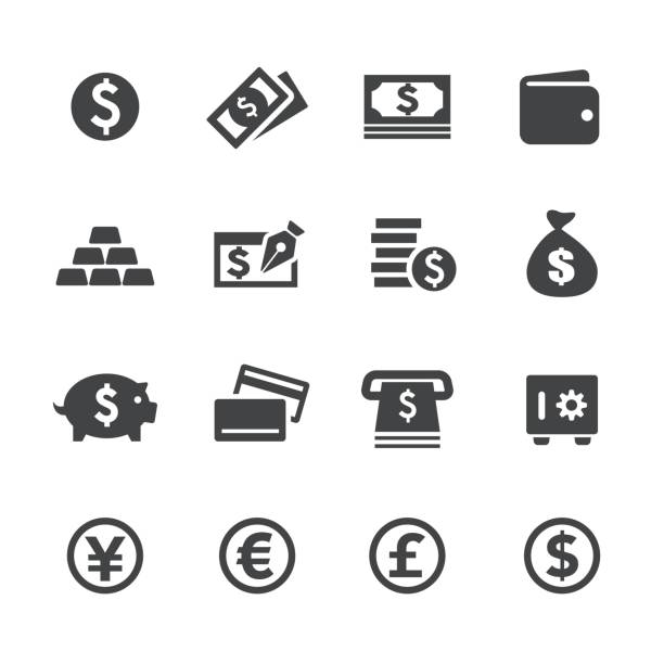illustrations, cliparts, dessins animés et icônes de icônes de l’argent - acme série - argent