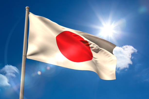 istock Japan national flag on flagpole 834874526