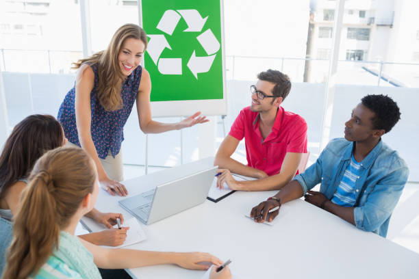 istock Casual team having meeting about eco policy 834882722