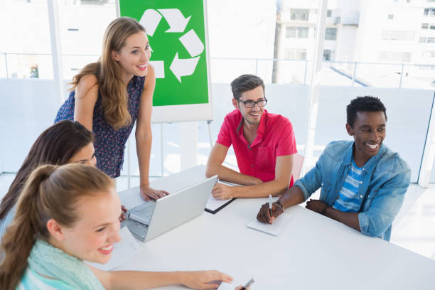 istock Casual team having meeting about eco policy 834882794