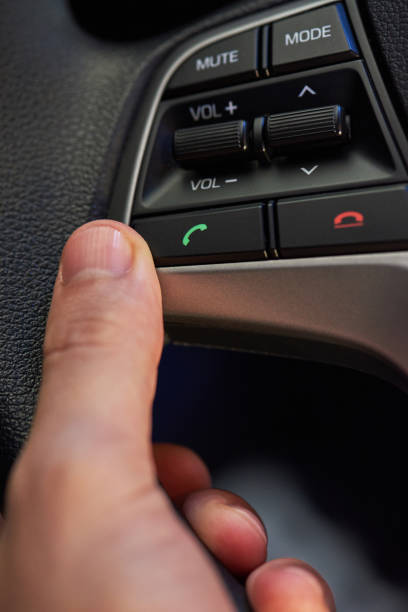 istock Phone buttons on car wheel 834899552
