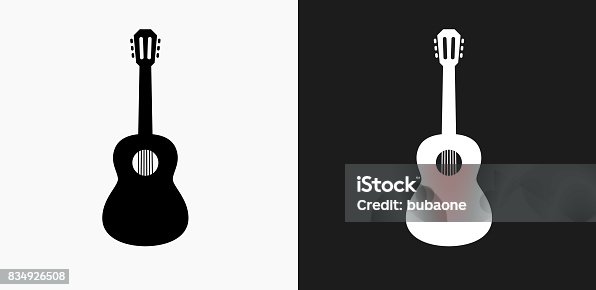 istock Acoustic Guitar Icon on Black and White Vector Backgrounds 834926508
