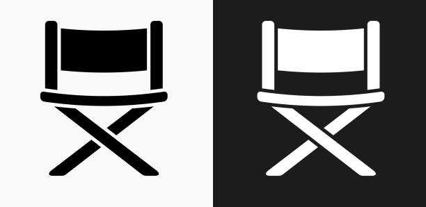 黒と白のベクトルの背景にムービー椅子アイコン - black background video点のイラスト素材／クリップアート素材／マンガ素材／アイコン素材