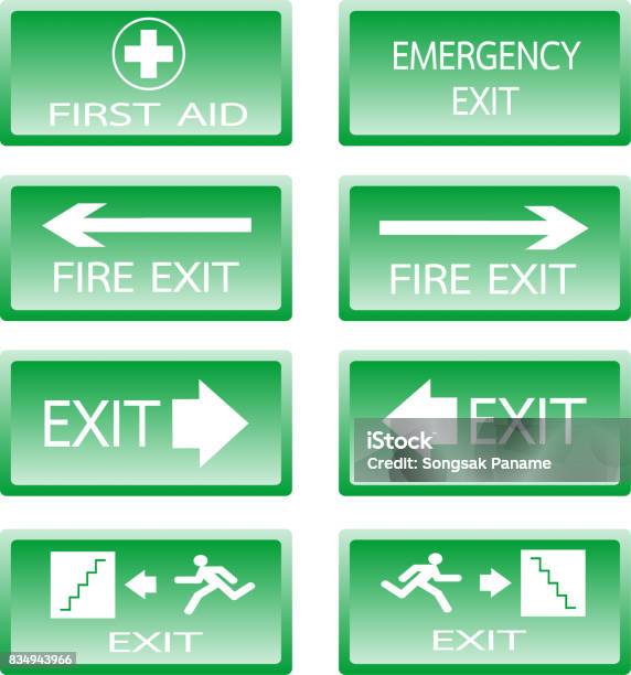 Button Green Safety Sign Stock Illustration - Download Image Now - 'at ...