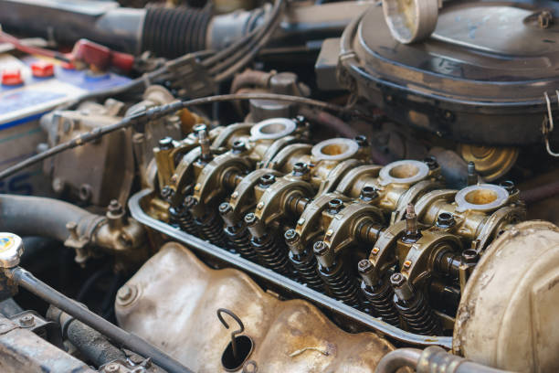 istock Opened old engine block interior part of car 834967364