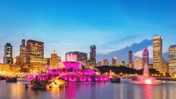 istock Buckingham Fountain Grant Park Chicago and Skyline Panorama 834984314