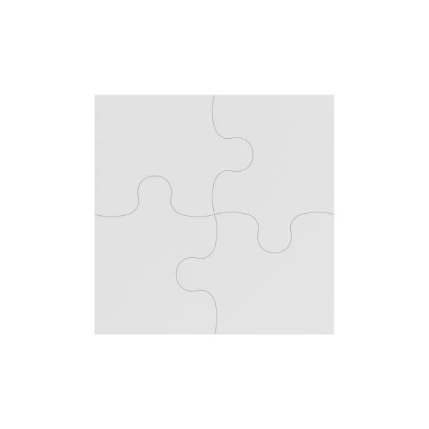 istock 3d rendering of four white puzzle pieces connected together on white background 834988416