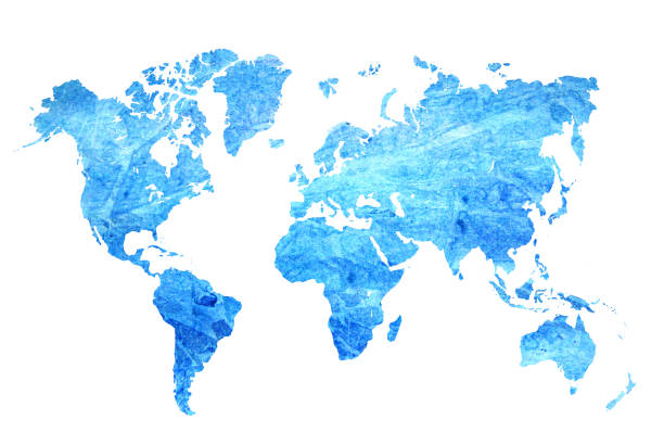 istock Watercolor blue map of the world 835009322