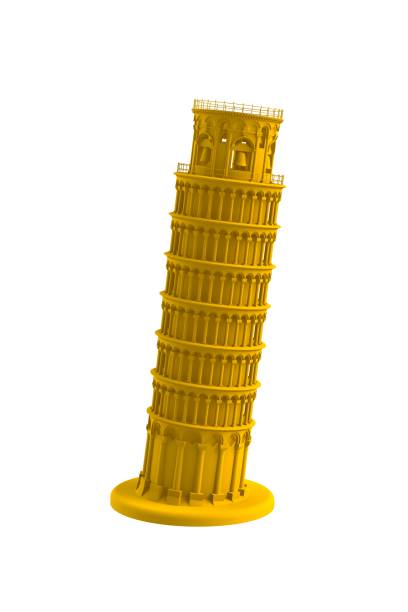 istock Yellow leaning tower of pisa on white background, 3D rendering 835036020