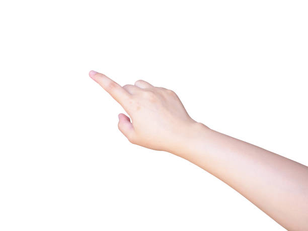 istock female hand touching or pointing to something isolated on white 835054126