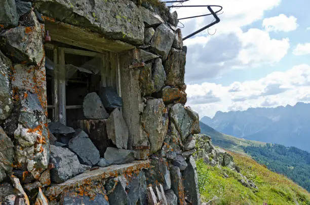military accomodation from the First Worldwar at the Tilliacherjoch (Forcella Dignas), border between Italy and Austria