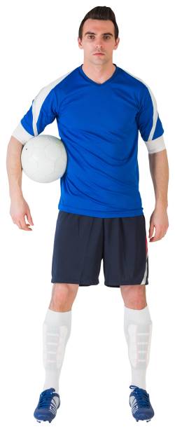 istock Handsome football player in blue jersey 835059060