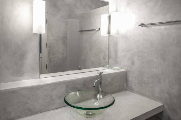 istock Interior of a modern bathroom. polished concrete style 835082740