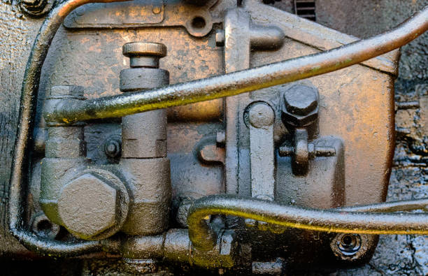 istock Depreciated diesel engine with soot and oil 835087684