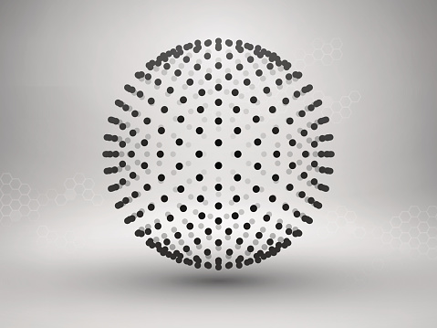 Sphere with dots. Halftone. Connection concept. Technology background Vector illustration