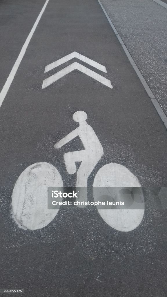 cycling track cycling track sign on the pavement Bicycle Stock Photo