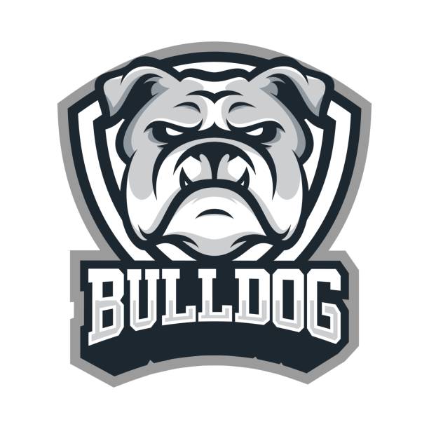 ilustraciones, imágenes clip art, dibujos animados e iconos de stock de ilustración de vector de bulldog mascota cabeza animales deporte - bulldog