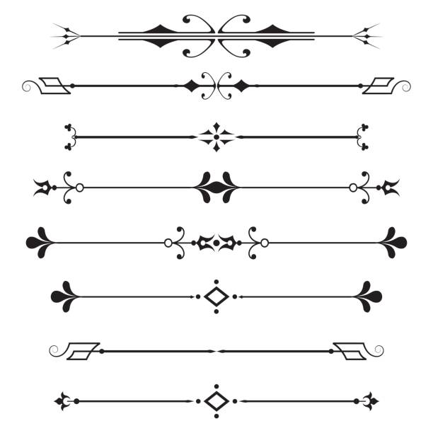 ilustrações, clipart, desenhos animados e ícones de conjunto de elementos de design de caligrafia e decoração de página - victorian style frame ornate black border