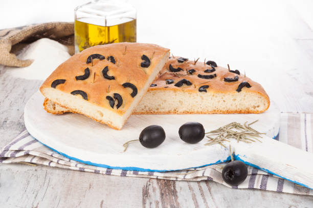 istock Fresh olive focaccia bread. 835126646