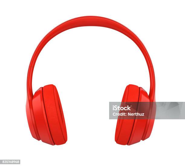 Red Headphones Isolated Stock Photo - Download Image Now - Headphones, Cut Out, Headset