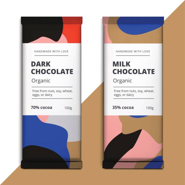 organik karanlık ve sütlü çikolata bar tasarım. lüks soyut choc - çikolatalı bar illüstrasyonlar stock illustrations