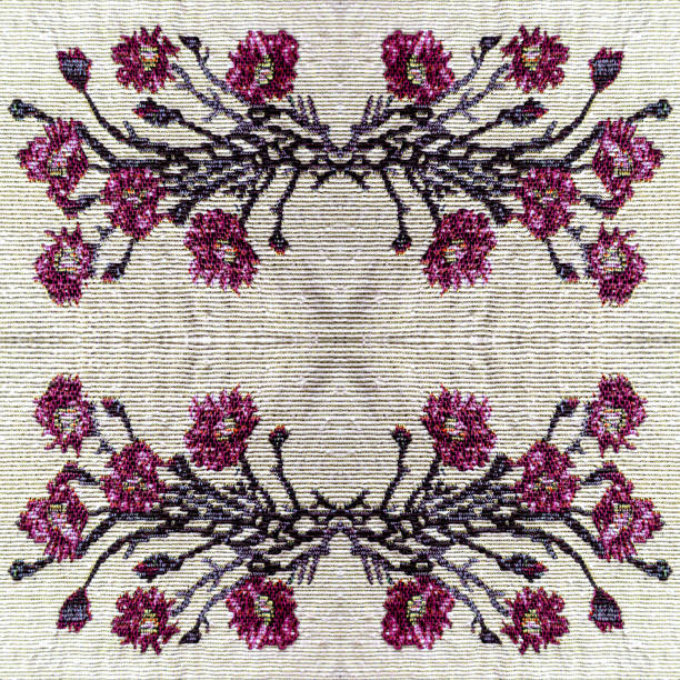 istock Embroidered flowers on a napkin 835150856