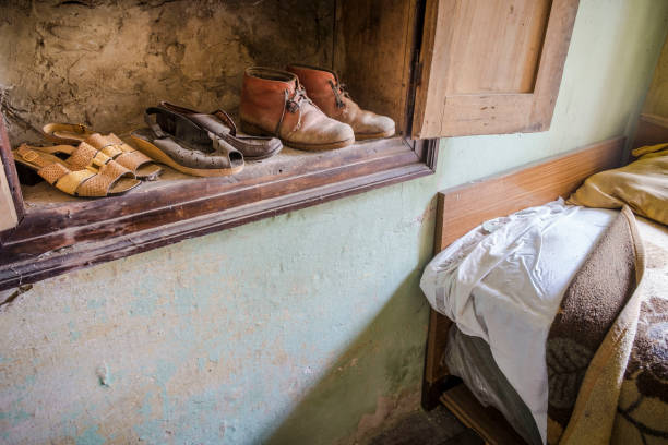 istock Wardrobe full of old shoes. 835151598