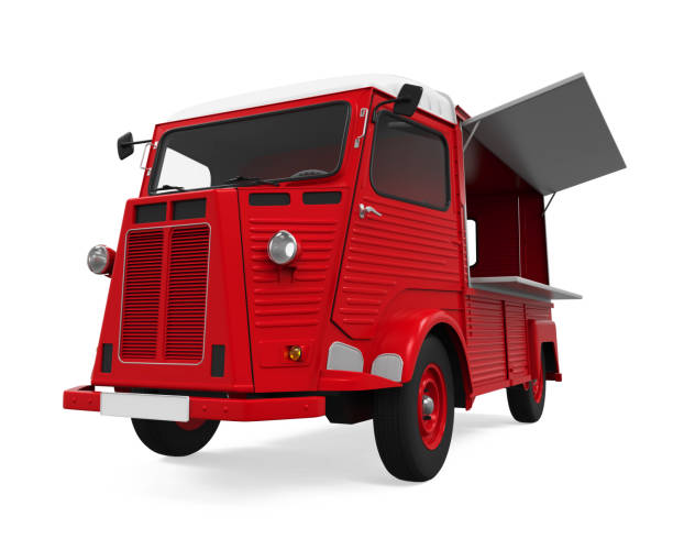 istock Red Food Truck Isolated 835161828