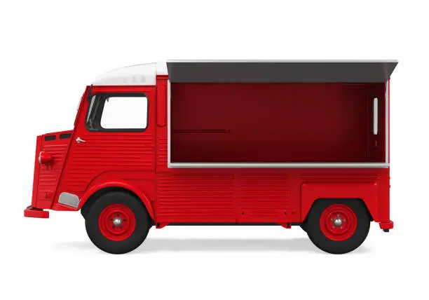 Photo of Red Food Truck Isolated