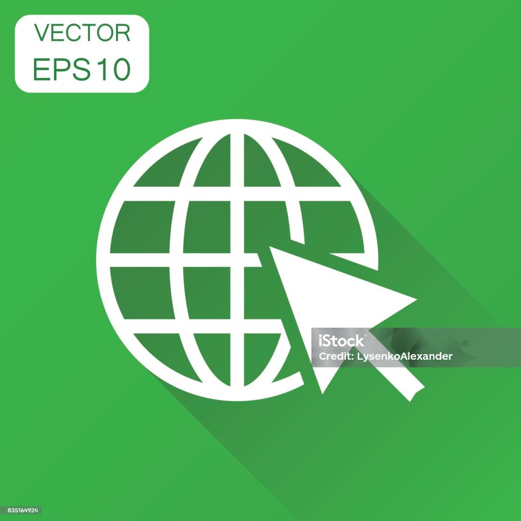 Go to web icon. Business concept network internet search pictogram. Vector illustration on green background with long shadow. Accessibility stock vector