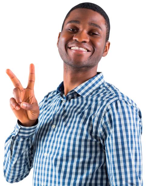 istock Happy businessman making peace sign 835173526