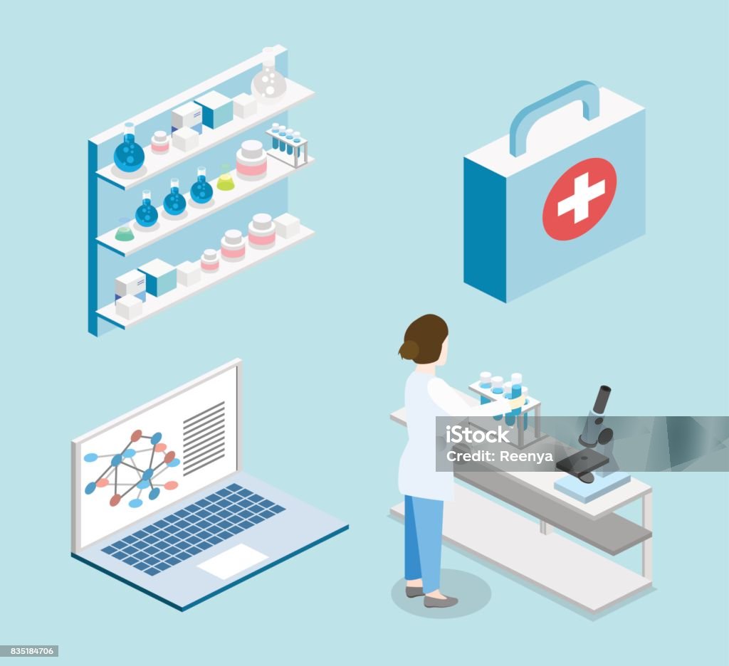 Isometric Flat 3d Concept Vector Interior Of Science Laboratory Stock ...