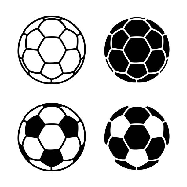 ilustraciones, imágenes clip art, dibujos animados e iconos de stock de vector icono de bola de fútbol en fondos blancos - soccer ball