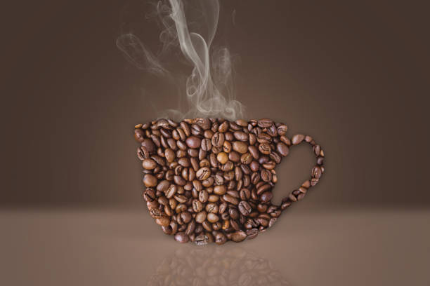 istock Coffee beans cup of steamy coffee concept 835194592