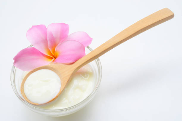 Face Mask Yogurt natural spa treatments for skin. stock photo