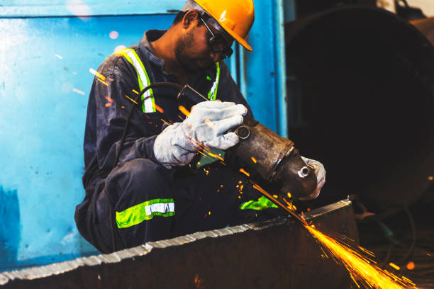 istock Grinding metal to ensure it is ready for assembly 835199526