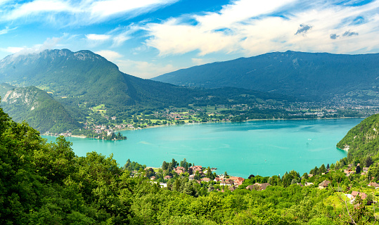 View of the Annecy lake in the French Alps