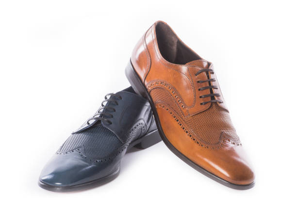 istock Men shoes collection - different color shoes on a white background 835207054