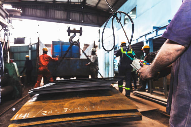 istock Preparing a truck for hauling metal sheets to another place 835212638
