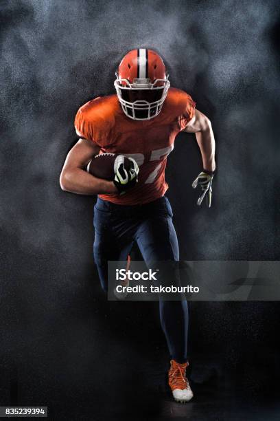 American Football Sportsman Player Stock Photo - Download Image Now - American Football Player, American Football - Sport, Running