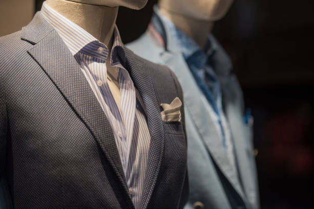 Men elegant suits in a store in Madrid